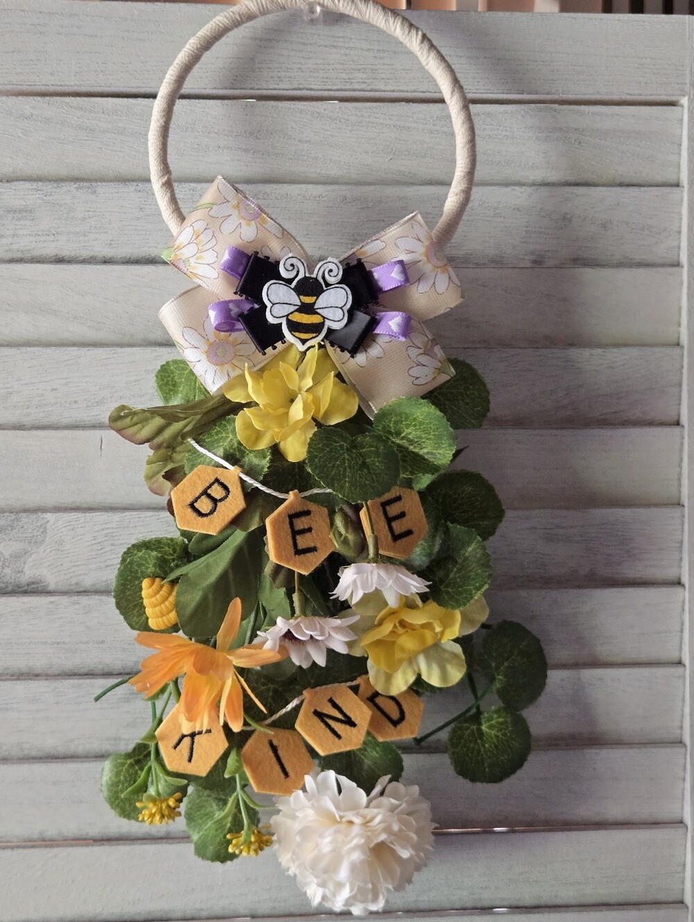 Handmade NWT OOAK Bee Kind Door Hanger Door Knob Hanger Honey Beesloral Decor